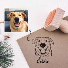 Hand-Drawn Custom Pet Stamp – Personalized Dog & Cat Portrait Stamp – Unique Pet Memorial Gift for Pet Lovers – High-Quality Rubber Stamp Keepsake STK-6000