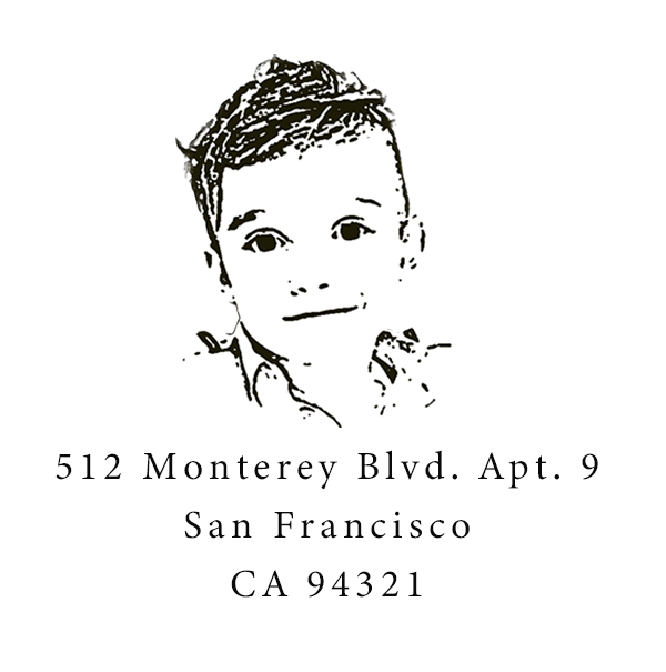 Hand-Drawn Children's Portrait Stamp - Self-Inking Personalized Design - Custom Baby Keepsake Stamp STK-3001