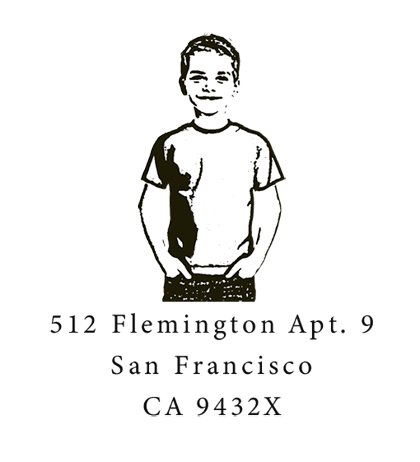 Hand-Drawn Children's Portrait Stamp - Self-Inking Personalized Design - Custom Baby Keepsake Stamp STK-3001
