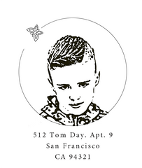 Hand-Drawn Children's Portrait Stamp - Self-Inking Personalized Design - Custom Baby Keepsake Stamp STK-3001